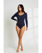 Mitternachtsblauer Body aus Baumwolle mit Rundhalsausschnitt
