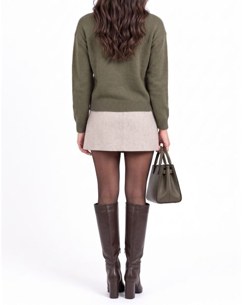Carla Wollpullover mit Trucker-Kragen und langen Ärmeln khaki