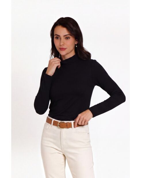 Maglia intima Aurore in cotone a collo alto a maniche lunghe nera