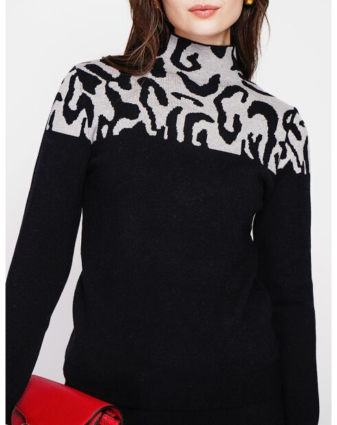 Maglia nera a collo alto a manica lunga Mafalda
