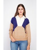 Maïa Pullover mit Trucker-Kragen, lange Ärmel, Nougat