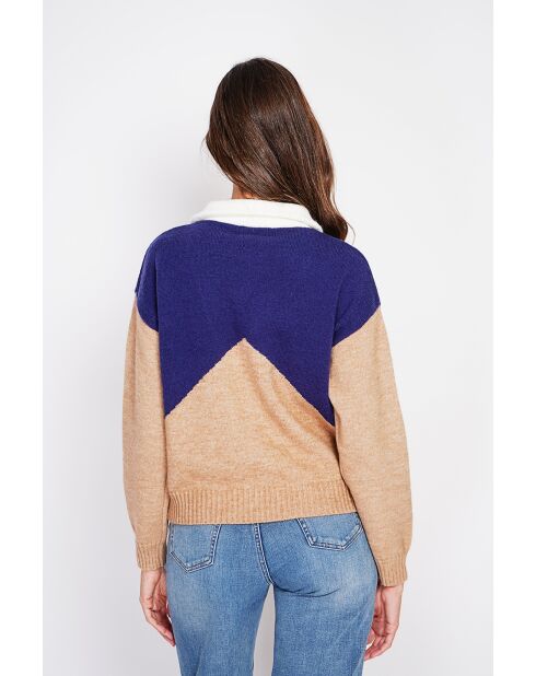Maïa Pullover mit Trucker-Kragen, lange Ärmel, Nougat