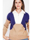 Maïa Pullover mit Trucker-Kragen, lange Ärmel, Nougat