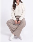 Carla Wollpullover mit Stehkragen und langen Ärmeln, naturfarben