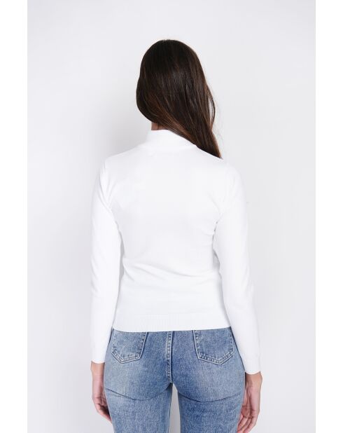 Bérénice naturel klassiek vest met lange mouwen en ritssluiting