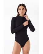 Alba Baumwollbody mit Rollkragen und langen Ärmeln schwarz