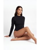 Alba Baumwollbody mit Rollkragen und langen Ärmeln schwarz