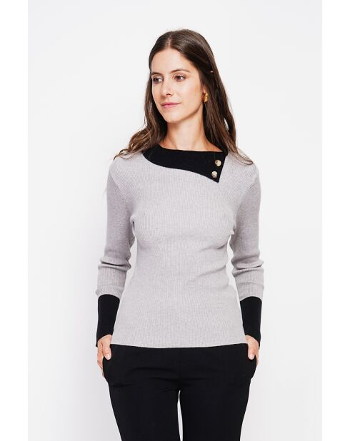 Jersey Catherine esmerilado de manga larga con cuello alto