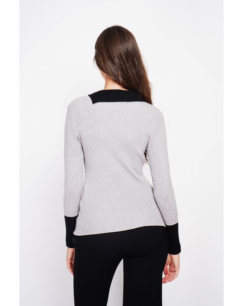 Jersey Catherine esmerilado de manga larga con cuello alto