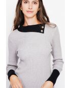 Jersey Catherine esmerilado de manga larga con cuello alto