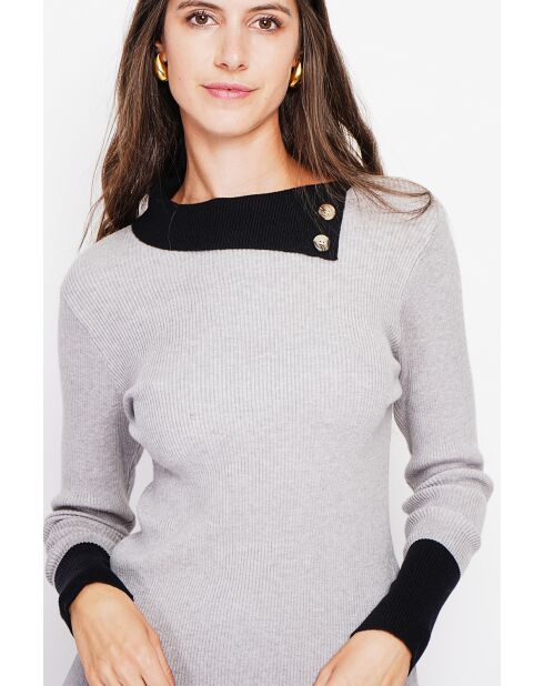 Jersey Catherine esmerilado de manga larga con cuello alto
