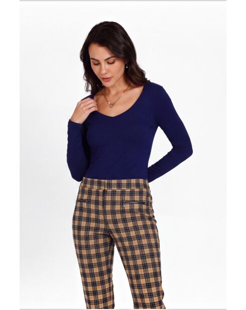 Maglia Amélie in cotone con scollo a V maniche lunghe blu notte