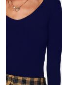 Maglia Amélie in cotone con scollo a V maniche lunghe blu notte