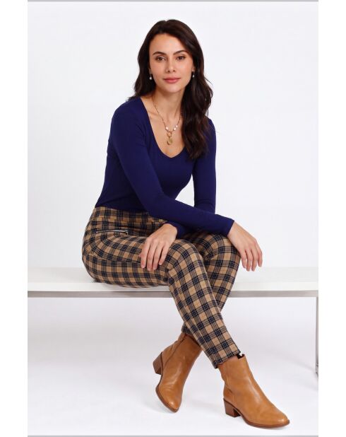 Maglia Amélie in cotone con scollo a V maniche lunghe blu notte