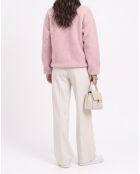 Carla Wollpullover mit hohem Kragen und langen Ärmeln mit Reißverschluss rosa