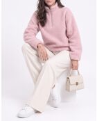 Carla Wollpullover mit hohem Kragen und langen Ärmeln mit Reißverschluss rosa