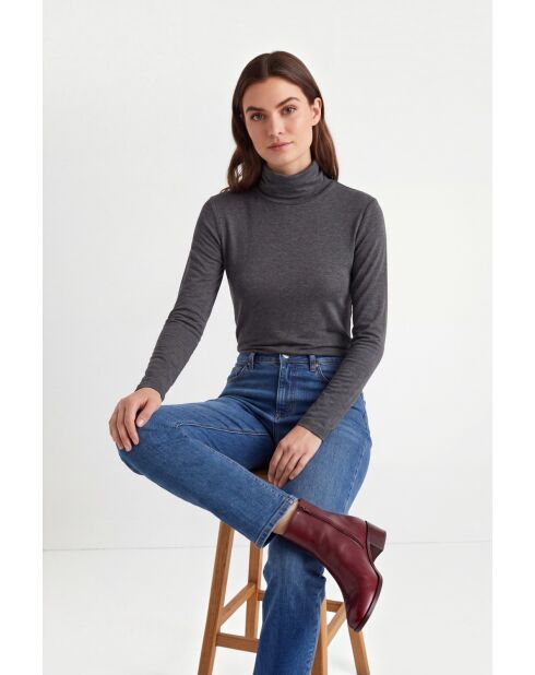 Sous-pull en coton Arielle col roulé manches longues loup