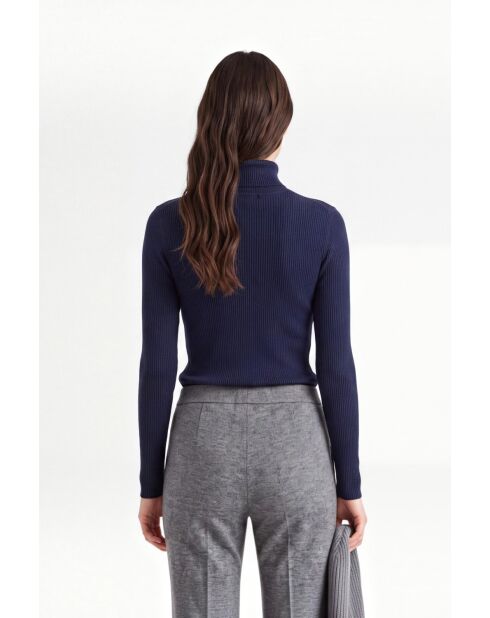 Apolline Rollkragenpullover aus Baumwolle mit langen Ärmeln, Mitternachtsblau