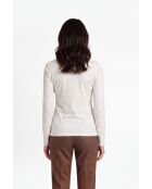 Anaïs Baumwollpullover mit V-Ausschnitt und langen Ärmeln, naturfarben