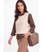 Julia ärmelloser cremefarbener Wollpullover