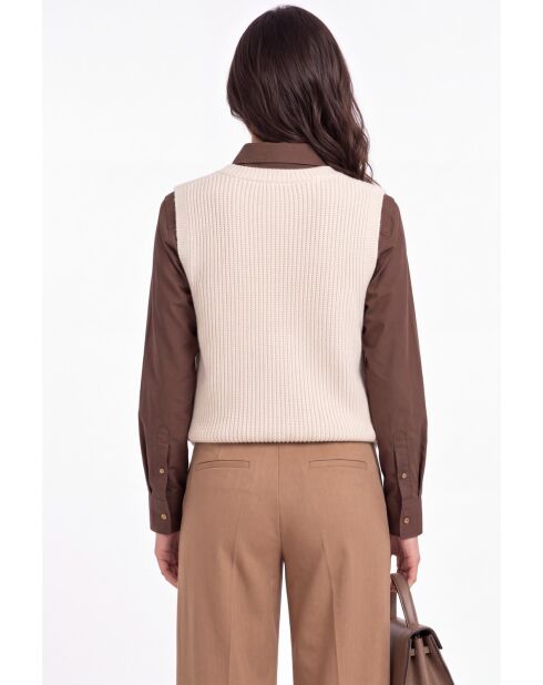 Julia ärmelloser cremefarbener Wollpullover