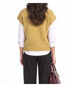 Sophie Mango Ärmelloser Wollponcho-Pullover mit Rundhalsausschnitt