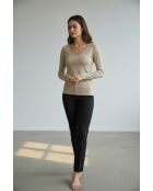 Maglia Andréa in cotone con scollo a V maniche lunghe torrone