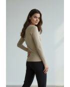 Maglia Andréa in cotone con scollo a V maniche lunghe torrone