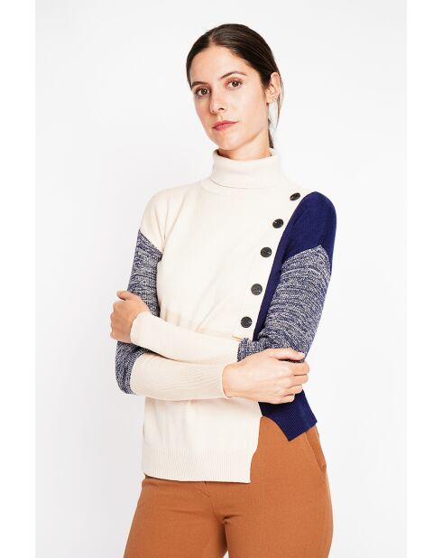 Cremefarbener Langarmpullover mit Stehkragen von Bianca
