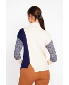 Cremefarbener Langarmpullover mit Stehkragen von Bianca