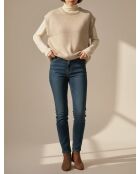 Cremefarbener ärmelloser Wollpullover mit Rundhalsausschnitt Yasmine
