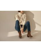 Cremefarbener ärmelloser Wollpullover mit Rundhalsausschnitt Yasmine