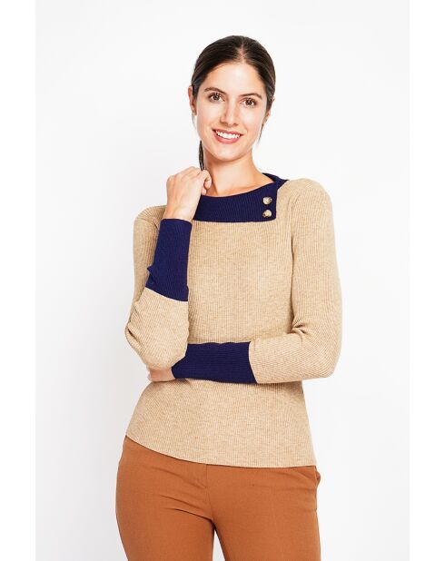 Céleste Pullover mit Stehkragen und langen Ärmeln, Nougat