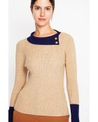 Céleste Pullover mit Stehkragen und langen Ärmeln, Nougat