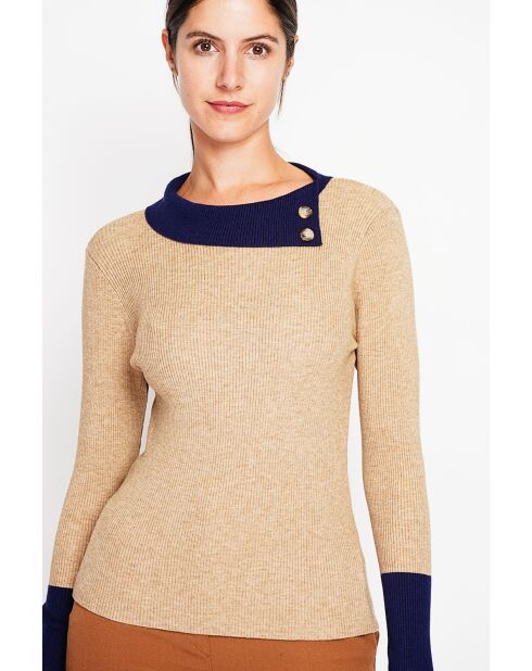 Céleste Pullover mit Stehkragen und langen Ärmeln, Nougat