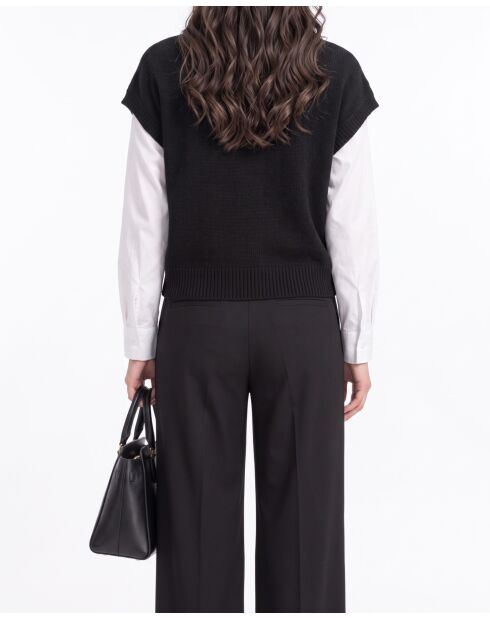 Maglia poncho in lana nera senza maniche Stella