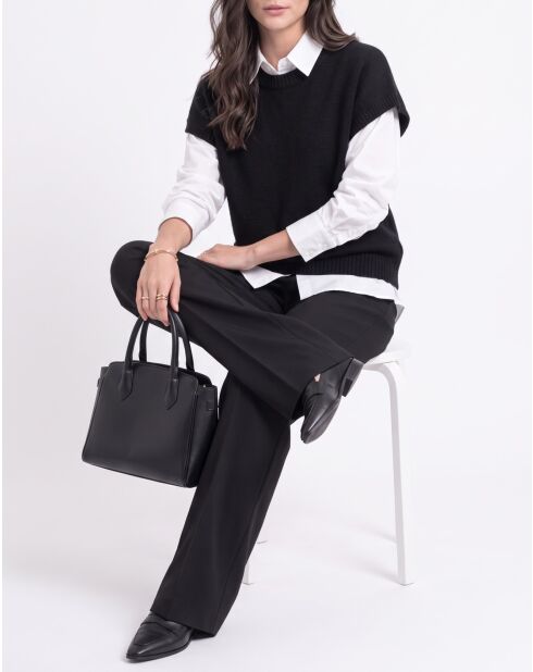 Maglia poncho in lana nera senza maniche Stella