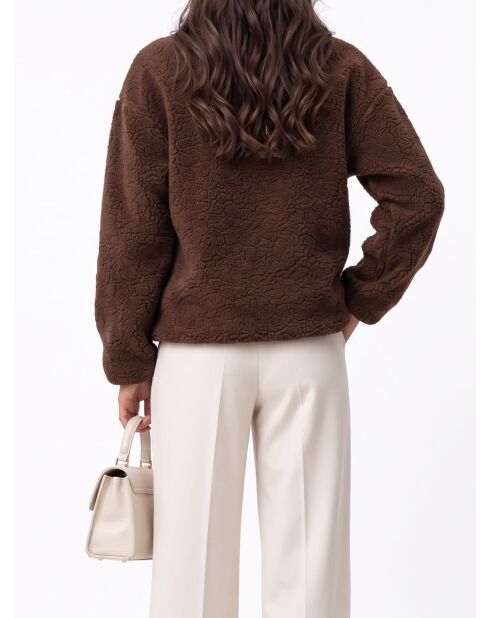 Carla Wollpullover mit Stehkragen und langen Ärmeln mit Reißverschluss, Kaffee