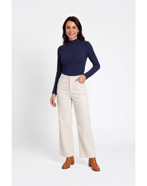 Audrey Baumwollpullover mit Stehkragen und langen Ärmeln Mitternachtsblau