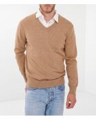 Jersey Auguste camel de manga larga con cuello en V