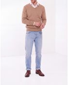 Jersey Auguste camel de manga larga con cuello en V