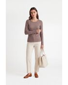 Camiseta estilo desierto de manga larga con cuello redondo de algodón Annabelle