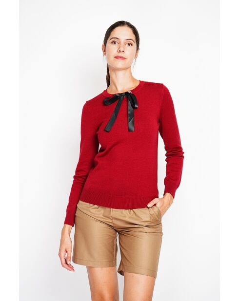 Brigitte Pullover, Rundhalsausschnitt, Fliege, lange Ärmel, Hermes