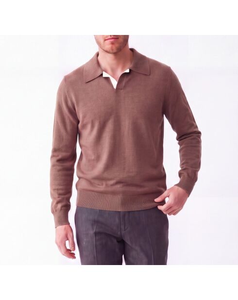 Jersey Philippe marrón de manga larga con cuello polo