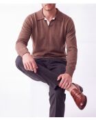 Jersey Philippe marrón de manga larga con cuello polo