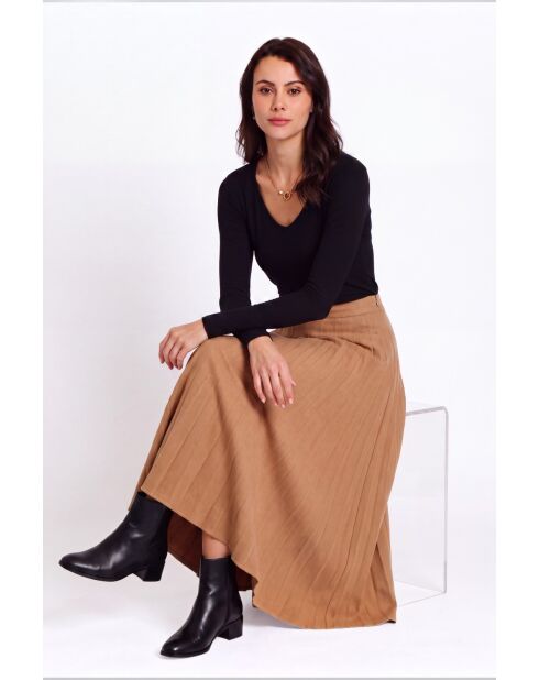 Maglia intima nera con scollo a V in cotone Anastasia