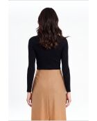 Maglia intima nera con scollo a V in cotone Anastasia