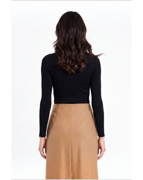Maglia intima nera con scollo a V in cotone Anastasia