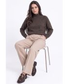 Jersey de lana Léa con cuello alto y mangas largas, café