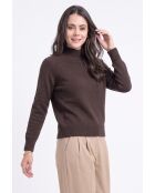 Jersey de lana Léa con cuello alto y mangas largas, café